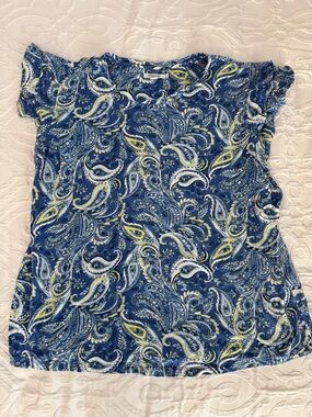 Chico's Blue Paisley Flutter Sleeve Top